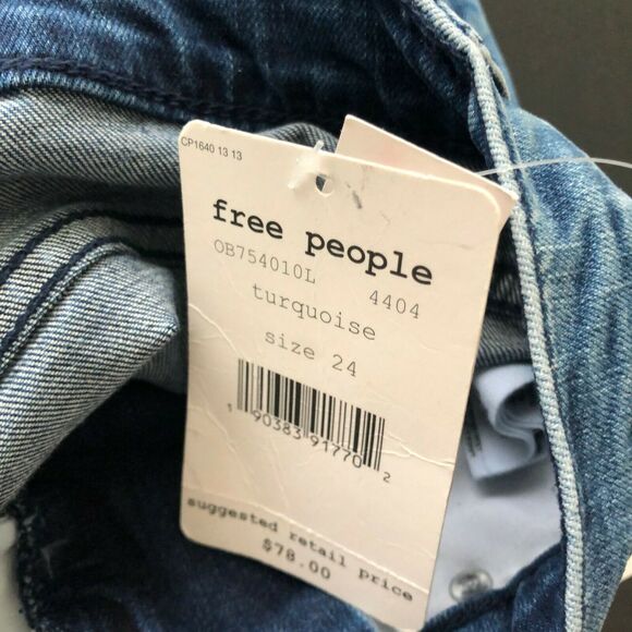 Free People Womens Busted Knee Skinny Jeans Blue Size 24L - Picture 8 of 10